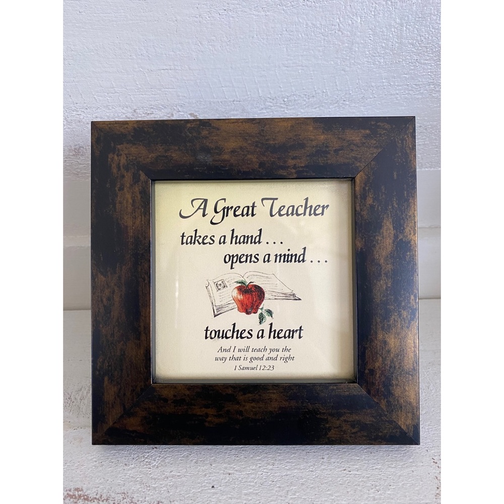Great Teacher Gift Frame School Apple Bible Verse